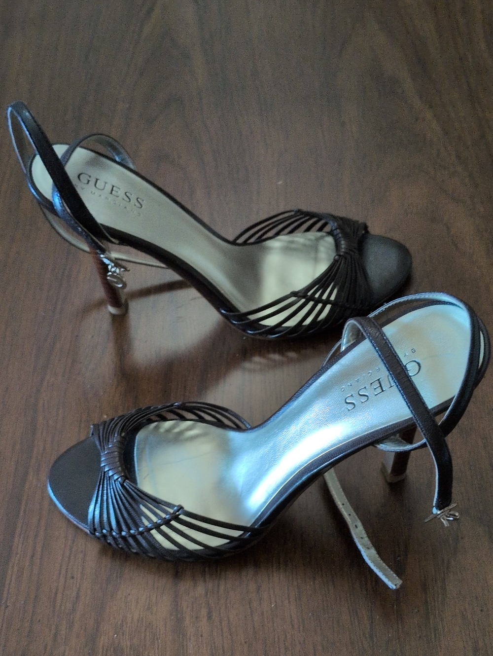 GUESS Brown Strappy Slingback Heels